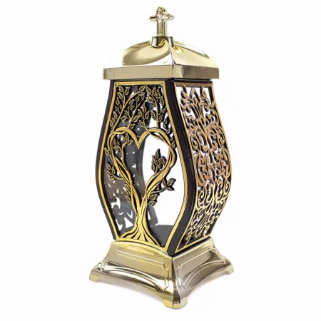 Znicz Kapliczka Nagrobna ze złotym Krzyżem i zdobieniami Elegancki Lampion Pamięci